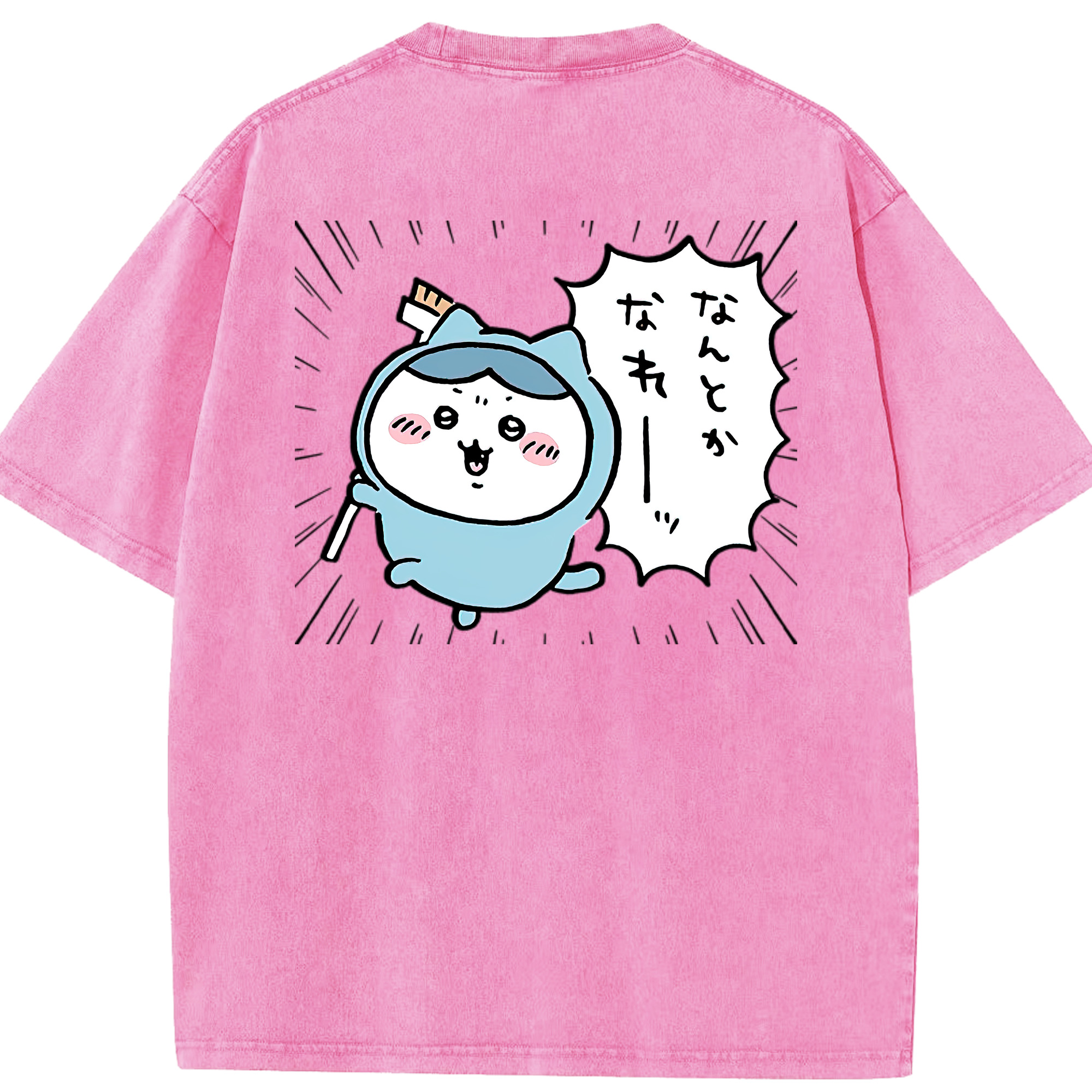 （画像用） ちいかわ ハチワレ Chii-kawa hachiware 綿100% ヴィンテージ風 半袖Tシャツ（背面プリント）
